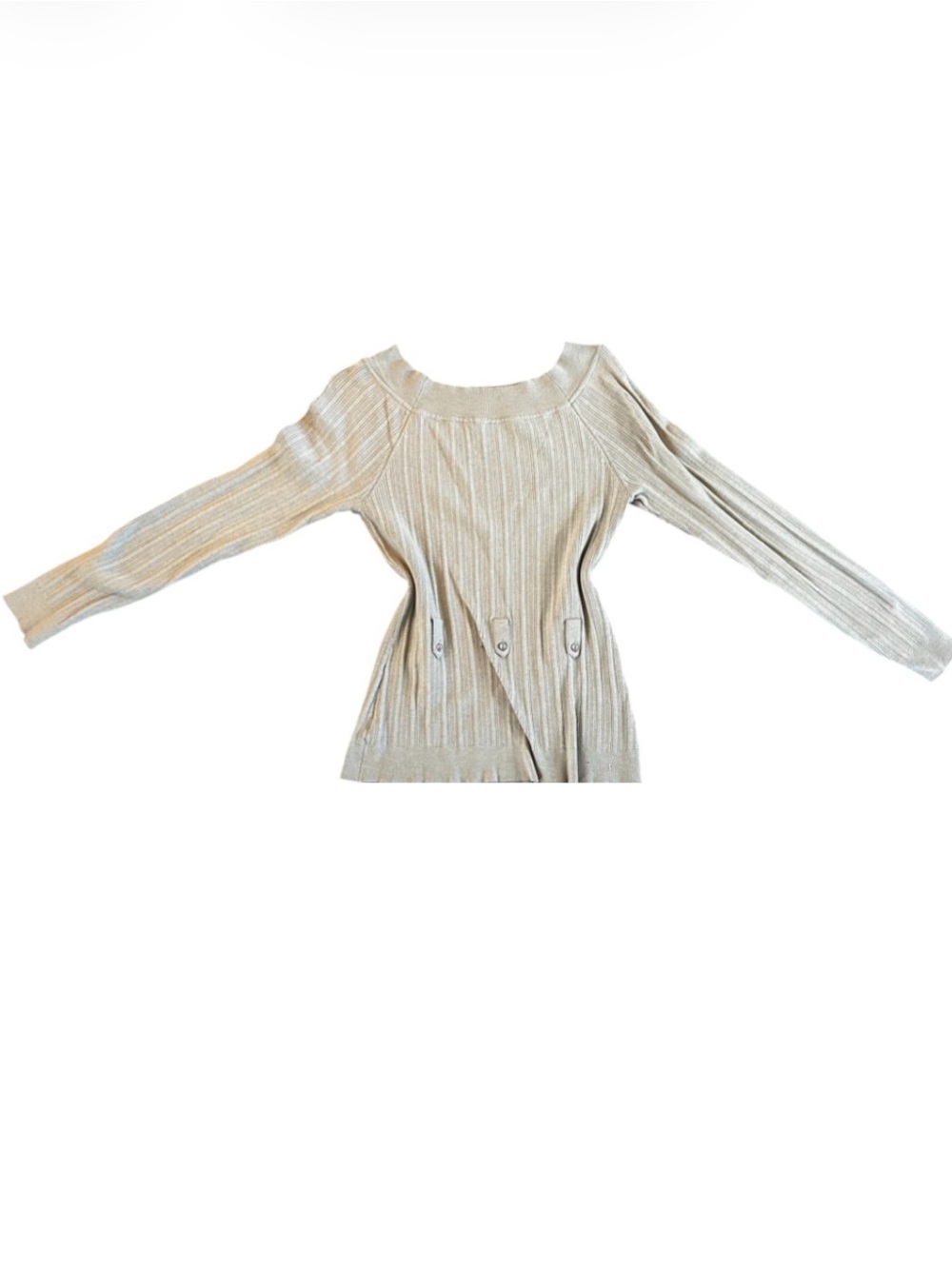 Deep-cut Beige Onee-Gyaru お姉ギャル Style Sweater Dress with Belt Loops